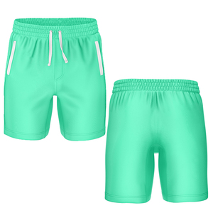 Pantalones Cortos Deportivos Casuales para Hombre, de Color Sólido, de Secado Rápido, de Poliéster Tejido, con Cintura Ajustable con Cordón y Raya Lateral, de Tiro Medio - Product Image 1