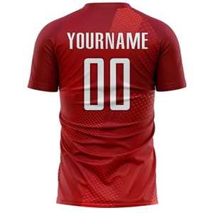 Conjunto de Camiseta de Fútbol Sublimada Personalizada para Hombre, Roja y Blanca, de Secado Rápido, Poliéster, con Impresión del Nombre del Equipo, Cuello Redondo, Manga Corta, Corte Atlético - Product Image 5