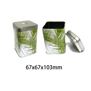 Caja de Almacenamiento de Hojalata con Diseño de Hoja de Palma Verde y Blanco, Contenedor Metálico Reciclable para Regalos y Manualidades - Product Image 5