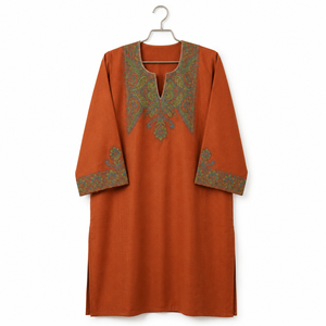 Kurti Kashmiri color marrón óxido con bordado multicolor en papel, compre directamente del proveedor - Product Image 2