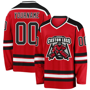 เสื้อฮอกกี้น้ำแข็งทีมชายแบบสั่งทำพิเศษ ลายพิมพ์แบบ Sublimation แขนยาว ออกแบบ OEM - Product Image 5