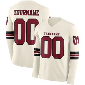Maillot de football américain personnalisé à manches longues, respirant, col en V, tissu haute performance en spandex/polyester 220g, personnalisable - Product Image 6