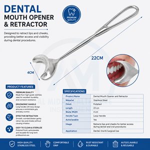 Retractor de tejidos blandos con curvaturas superior e inferior para implantes dentales y cirugía oral, 1 unidad, vendido por ToothAid Store - Product Image 6