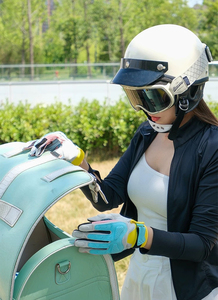 Gants de course à doigts entiers, violet, gris, jaune, antidérapants, fermeture auto-agrippante, unisexe, motocross en plein air - Product Image 3
