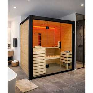 Nueva Sauna Interior FAMILY-L-S para 5 Personas con Frente de Vidrio, Madera de Abeto y Pimienta, Residencial Premium - Product Image 3