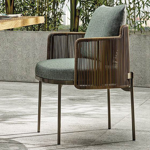 Juego de Comedor de Patio Exterior de Lujo Moderno, Sillas de Ratán Tejido con Mesa Perforada, Muebles de Jardín Impermeables para Hotel, <span class=keywords><strong>Villa</strong></span> - Product Image 2