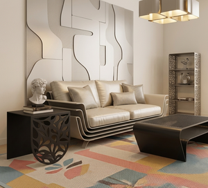 Contemporary <b>Black</b> Metal Accent <b>Table</b> Laser Cut Design Modern <b>Side</b> End <b>Table</b> Home Furniture - Product Image 2