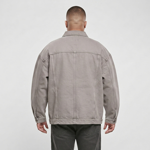 Chaqueta Vaquera Informal Estilo Urbano para Hombre, Cuello Camisero, Chaqueta de Mezclilla con Bolsillo en el Pecho, Tallas Grandes - Product Image 2
