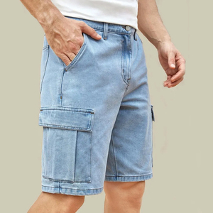 Shorts en jean baggy Y2K avec strass, coupe ample, taille élastique, décontracté, streetwear d'été pour hommes - Product Image 5