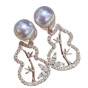 Pendientes de Plata de Ley con Circonita, Diseño Largo con Perlas, Accesorio de Moda Versátil y Opción de Regalo - Product Image 5