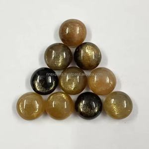 Prix de gros Cabochon naturel brillant doré de 9mm de forme ronde pierre précieuse semi-précieuse en vrac de l'Inde Fabricant - Product Image 2