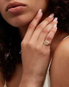 Diamond Initial Signet <b>Ring</b> Pave Personalised Engraved Letter Pinky Finger Statement <b>Ring</b> <b>Name</b> Wholesale 10k 14k 18k Solid Gold - Product Image 5