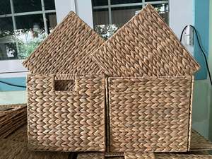 Panier en jacinthe d'eau du Vietnam, en fibre naturelle tressée, pour le rangement des vêtements, du linge, des jouets, des couvertures et l'organisation de la maison - Product Image 3