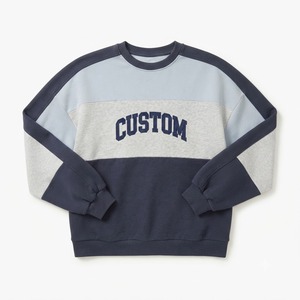 Customized Color <b>Block</b> Women Crewneck Sweatshirts Premium Cotton Fleece Streetwear Private Label Hoodies OEM Manufacturer - Product Image 3