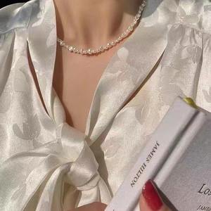 High-End Baroque Shaped S925 Silver Baby <b>Bead</b> <b>Necklace</b> with Small Pearl Ins Style Choker Collarbone Chain Exuding Temperament - Product Image 1