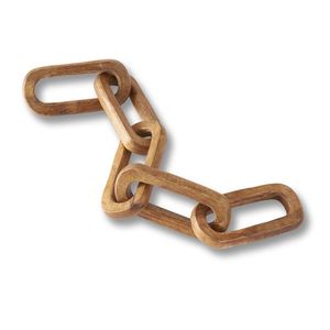 Decoración de Pared con Cadena de Eslabones de Madera Hecha a Mano con Diseño Único, Arte Bohemio con Borlas de Cuentas, Escultura Colgante Decorativa - Product Image 2
