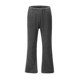 <b>Plain</b> Solid Charcoal Grey Eco-Friendly Men's Flare Pants Drawstring Closure <b>Black</b> <b>Trousers</b> Wide Leg Basic Comfort Casual Design - Product Image 2
