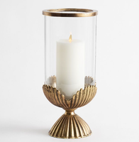 Nuevo diseño: Juego de 2 portavelas de cristal con base de metal dorado, soporte de lujo para velas, ofrece opciones de personalización.