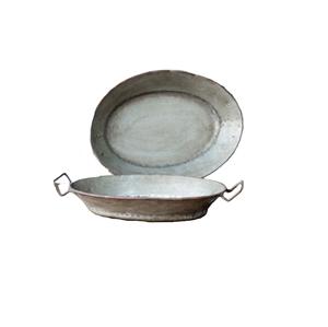 Bandeja de Servir Galvanizada con Acabado Patinado para Centro de Mesa, Bandeja Redonda de Hierro con Diseño Floral Vintage - Product Image 3