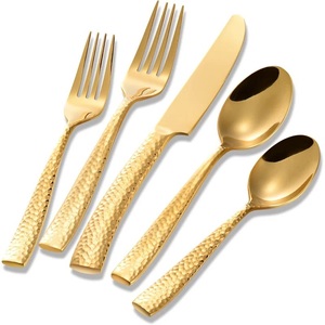 Couverts de luxe pour mariage, en acier inoxydable doré, couteau, cuillère, fourchette, vaisselle, ensemble de couverts pour hôtel, cuillère - Product Image 1