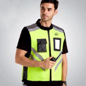 Gilet de sécurité réfléchissant haute visibilité 130 GSM en polyester, tissu mesh orange fluorescent, logo personnalisé pour la sécurité et les travailleurs - Product Image 3