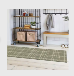 Alfombra moderna de lana a cuadros verde claro, acolchada, para interiores y exteriores, directamente de fábrica en grandes cantidades. - Product Image 3