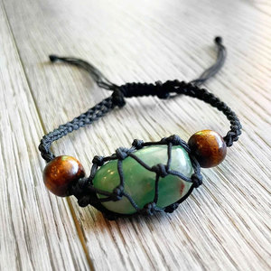 Handmade Black Macrame Clear Quartz <b>Bracelet</b> Natural Crystal <b>Adjustable</b> Boho <b>Bracelet</b> with Wooden Beads for Women - Product Image 2