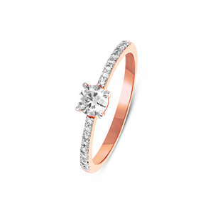 แหวนหมั้นเพชรทรงกลมเจียระไนแบบบริลเลียนท์ 14K 18K โรสโกลด์ ประดับเพชรแล็บโกรว์ ดีไซน์แยกแหวน สำหรับผู้หญิง เครื่องประดับชั้นดี รับผลิตแบบ OEM ODM - Product Image 4