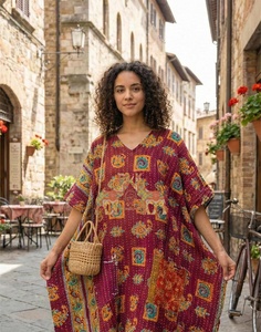 Best Quality Handmade <b>Kantha</b> Stitch Cotton Vintage Kaftan Cotton <b>Kantha</b> Quilted Women's Winter Wear Dresses - Product Image 5