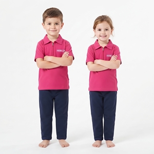 Polo de Manga Corta con Cierre de Cremallera para Niños, Unisex, Color Rosa, Transpirable, Corte Regular, Camiseta Informal para Niños - Product Image 2