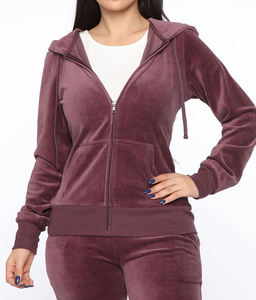 Ensemble de survêtement rétro en velours, veste à capuche et pantalon large, style sportif glamour, confortable pour l'hiver, deux pièces, doublure polaire unie, séchage rapide - Product Image 6
