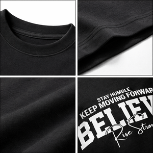 เสื้อยืดคัสตอมผู้ชายทรงโอเวอร์ไซส์ แขนสั้น คอตตอน 100% หนานุ่ม ตัดเย็บทรงบ็อกซี่ ไหล่ตก ผ้ายืดโพลีเอสเตอร์ผสมสแปนเด็กซ์ พร้อมสกรีนโลโก้ตามสั่ง - Product Image 6