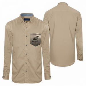 High Quality <b>Men's</b> Large Size Knitted <b>Denim</b> <b>Shirts</b> Casual Style Eco-Friendly Breathable Solid Blue Color - Product Image 3