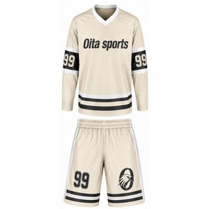 Ensemble de hockey sur glace sublimé pour hommes, maillot et short en polyester rayé, tenue de sport athlétique, uniforme d'équipe, vêtements d'entraînement et de match - Product Image 1