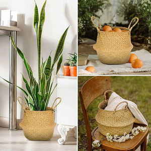 Panier en jonc de mer tressé, design basique multifonctionnel, pour rangement domestique, artisanat fabriqué au Vietnam, directement de l'usine - Product Image 5