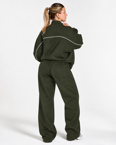 Wholesale <b>Women</b> Contrastline Zip <b>Jacket</b> Tracksuit Set Casual Two Piece Outfit Relaxed Fit Wide Leg Pants Matching Clothing - Product Image 2