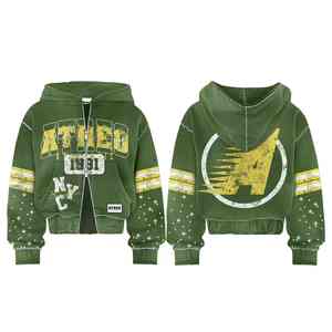 Sudadera con capucha y cremallera para hombre, personalizada, de invierno, estilo urbano, oversize, corta, con lavado ácido, pedrería y efecto desgastado, estilo vintage, 2025 - Product Image 6