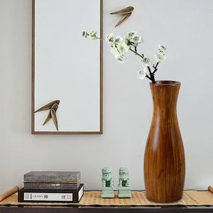 Vase en bois de Paulownia poli, objet d'art populaire, récipient à fleurs, décoration d'intérieur, centre de table - Product Image 3