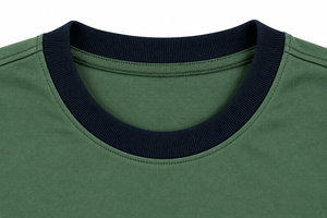 T-shirt personnalisé à manches longues pour homme, col et poignets côtelés contrastants, tee-shirt décontracté en coton - Product Image 4