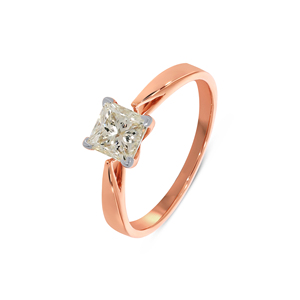 Anillo Solitario Sublime Glow Clásico de Oro Rosa de 18K con Corte Princesa, Anillo de Compromiso con Diamante Fino, Anillo de Boda para Mujer - Product Image 1