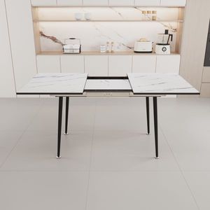 Juego de Mesa de Comedor Extensible de 47 y 63 Pulgadas para 2-6 Personas, Sillas de Comedor Elegantes con Tapicería de PU y Cojines Gruesos para el Comedor - Product Image 5