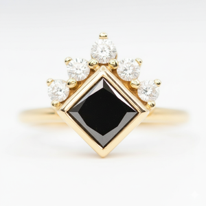 Anillo de Diamante Negro Natural de 3.25CT Aprox. 7.5x7.5MM, Oro de 14K, Hecho a Mano, Elegante, Joyería Fina - Product Image 3