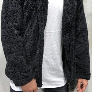 เสื้อแจ็คเก็ตพาร์ก้าขนสัตว์เทียมสำหรับผู้ชาย สีพื้นหนา คอตั้ง ปิดด้วยกระดุม แขนเสื้อปกติ เสื้อคลุมสำหรับใส่ด้านนอก - Product Image 6