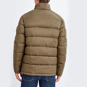 Men's Olive Green Hooded Puffer <b>Jacket</b> Zipper Closure <b>Waterproof</b> Windproof Eco-Friendly <b>Winter</b> Casual Solid Color 100% Polyester - Product Image 6