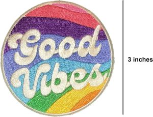 Patch Good Vibes à thermocoller/coudre, 3 pouces - Patch brodé intégral, Patchs brodés de qualité supérieure, Design personnalisé 2026 à thermocoller - Product Image 2