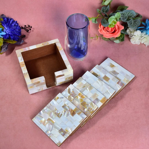 Nouvelle Arrivée : Sous-verre en Nacre pour la Maison avec Support – Sous-verre Carré en Nacre pour Boissons - Product Image 1
