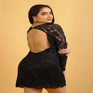 Exclusivo Vestido Corto Bordado para Mujer |   Vestido de fiesta con cuentas negras para alfombra roja |   Proveedor de Ropa de Boda en India, Exportación 2026, Nueva Colección - Product Image 3