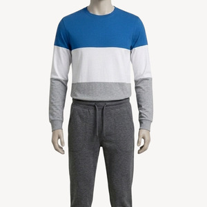 Sudaderas de Hombre de Alta Calidad con Rayas Multicolores, de Forro Polar para Otoño, Manga Larga, Transpirables, de Algodón, con Bloques de Color, Cuello Redondo, Casuales - Product Image 4