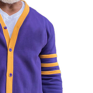 <b>Purple</b> Men's Embroidered Psi Phi Letter <b>Cardigan</b> Sweater Full Sleeve Knitted Wool/Cashmere Blend Thick Winter Wear - Product Image 5