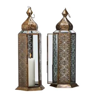 Juego de portavelas de hierro con velas con notas musicales para decoración navideña del hogar, patrones recortados, linterna con luz LED sin llama - Product Image 3